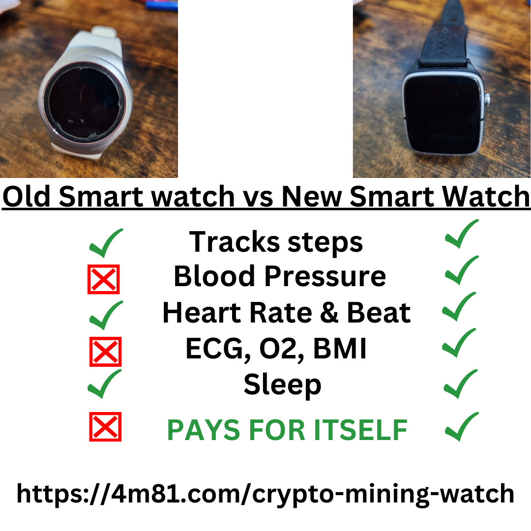 crypto mining watch comparison to old smart watches