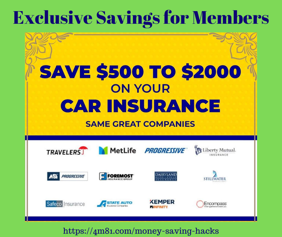 car and home insurance savings for members here